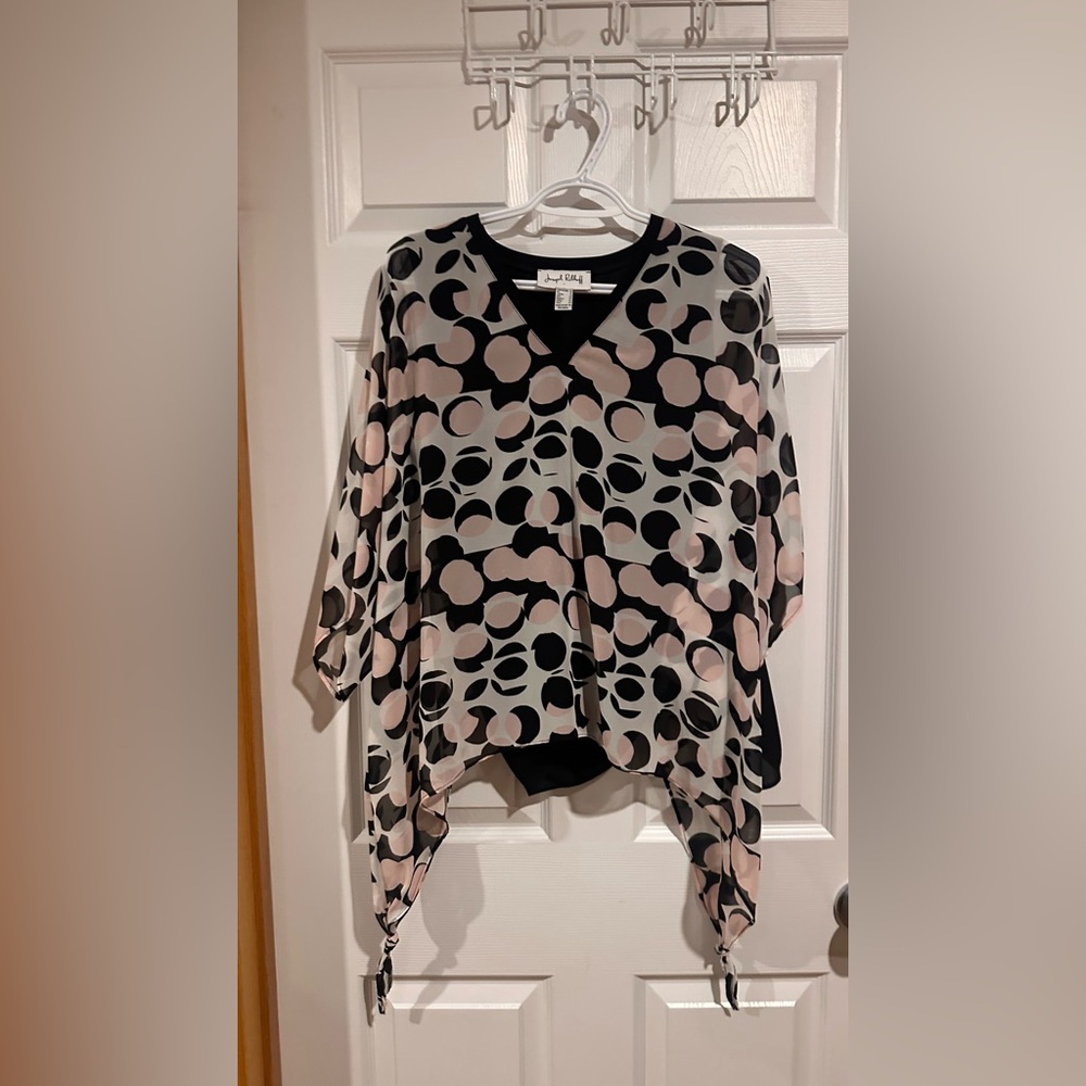 💚 Joseph Ribkoff Black and Pink Abstract Blouse